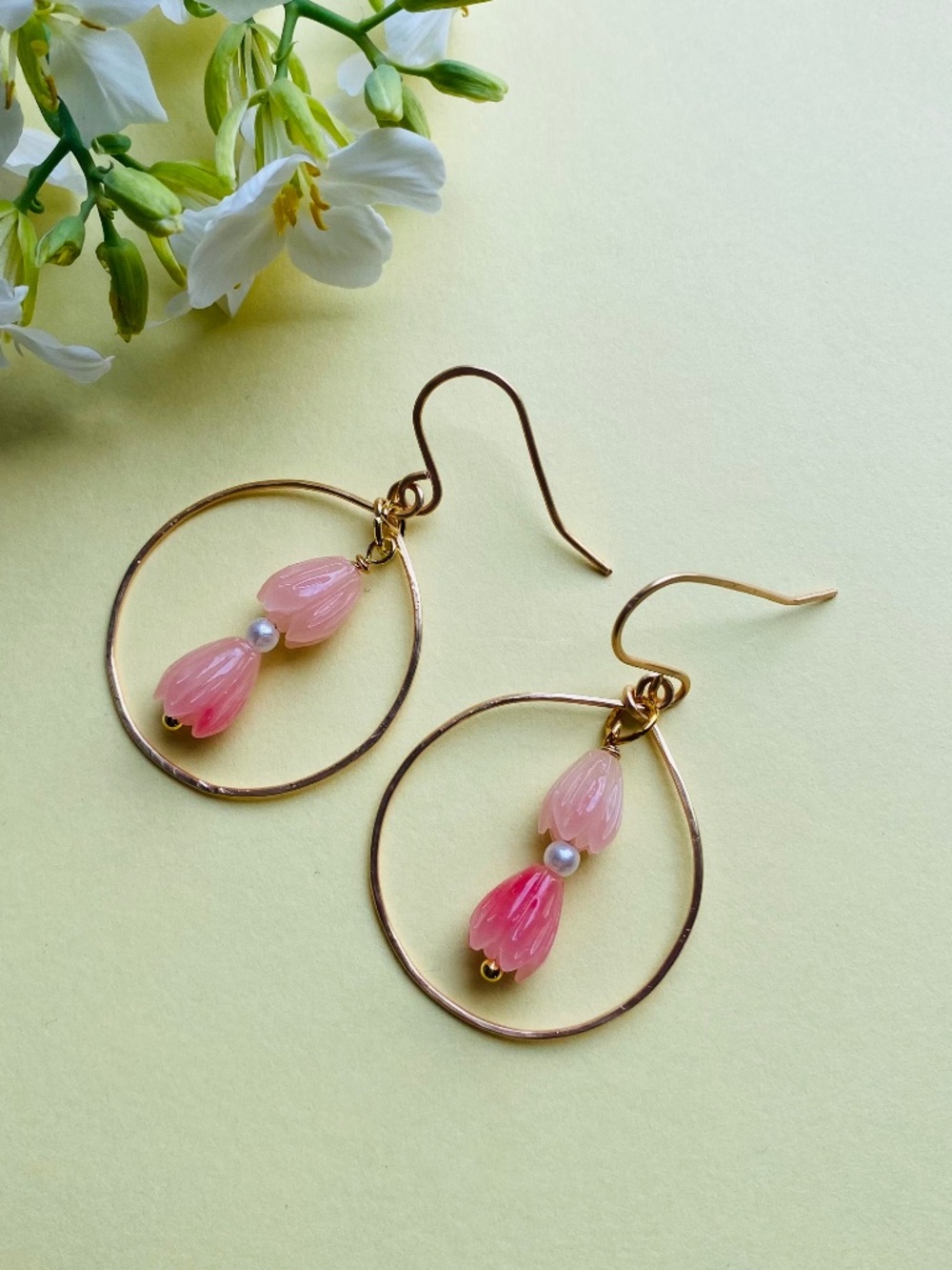 Gold filled Hoop Earrings with Pikake